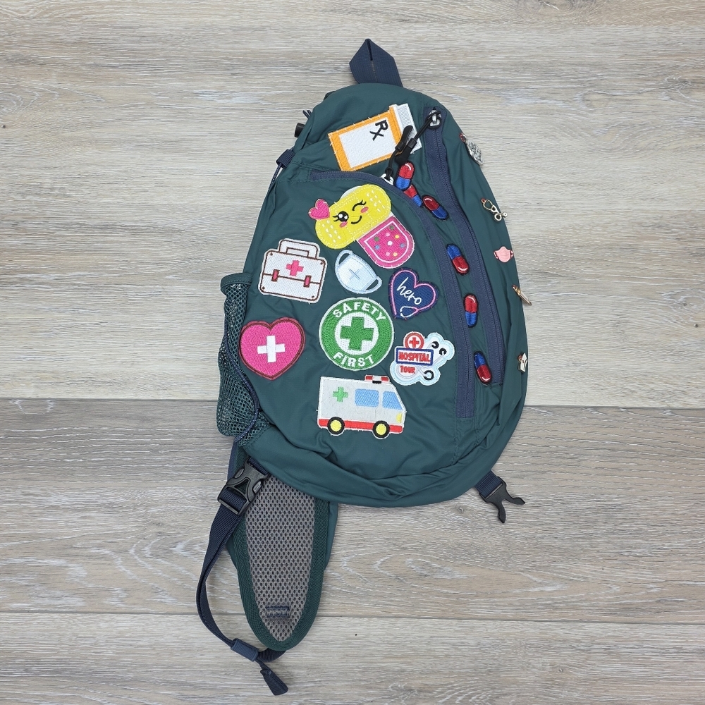 Custom Medical/Nurse Core Upcycled Sling Bag – One-of-a-Kind Patchwork Crossbody
